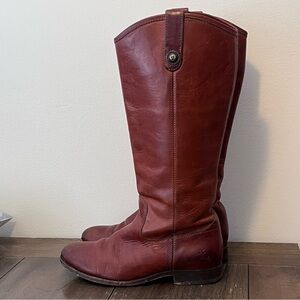 Frye Melissa Button Brown Leather Riding Boots Womens 7.5